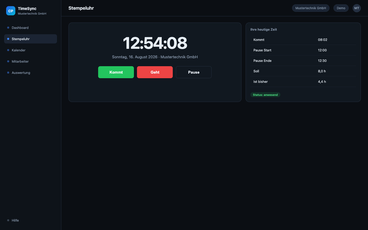 TimeSync Stempeluhr